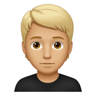 Create a man in the iOS 18 version, standing with a black shirt and blond hair, and I need to see him from head to t sticker