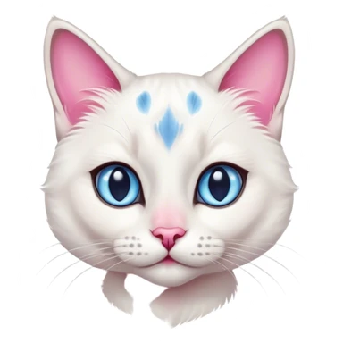 White female cat with Siamese features, pink nose, blue eyes and grey and pink spots sticker