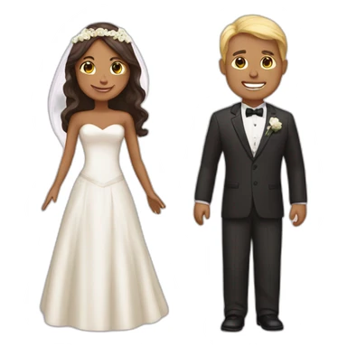 Tan Woman with dark brown hair and man with blonde hair getting married sticker