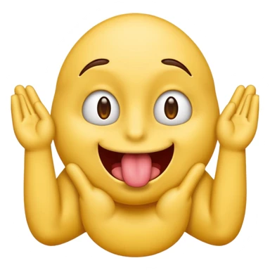 Emoji sticking their tongue out and 2 hands to the side sticker