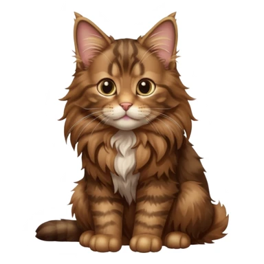 A high-resolution photo-realistic digital illustration of a brown maine coon kitten, chest upward sticker