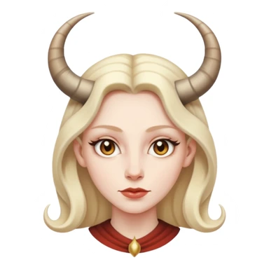 Woman with subtle horns, smooth skin and sharp gaze, divine corruption sticker