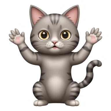 A cat raising both paws and shrugging its shoulders with a baffled expression sticker