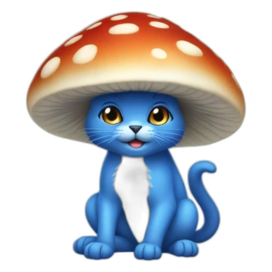 Blue cat mushroom sticker