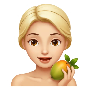 person enjoying healthy fruits with a blissful expression sticker