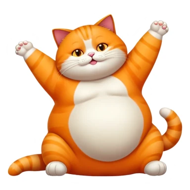 Fat cat stretching with big belly sticker