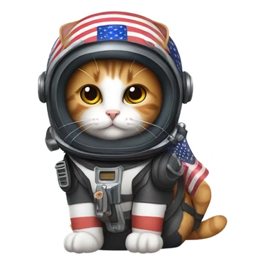 Calico cat with jet pack and American flag helmet sticker