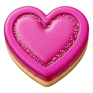 Realistic shortbread cookie in the shape of a heart with Fuchsia color jelly middle filling and sprinkled powder sugar on top. sticker