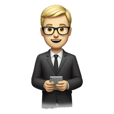 White man with glasses playing video game on ipad sticker
