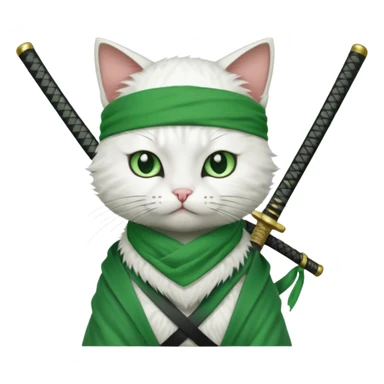 un gato blanco con reeferencia a roroa zoro sticker