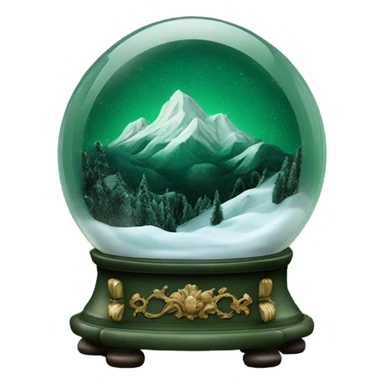 vintage dark green rococo night sky mountains snow globe sticker