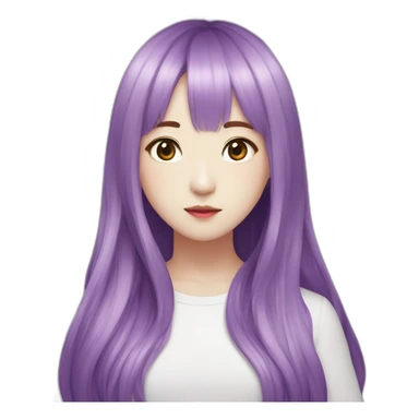 Moonbyul-purple-hair-with-hello-text sticker