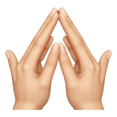 Similar to the heart hands emoji, this emoji should show a triangle created by the fingers of the hands where the two thumbs form the first side of the triangle and the remaining four fingers of each hand create one side each sticker