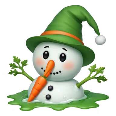 melting snowman with green hat sticker
