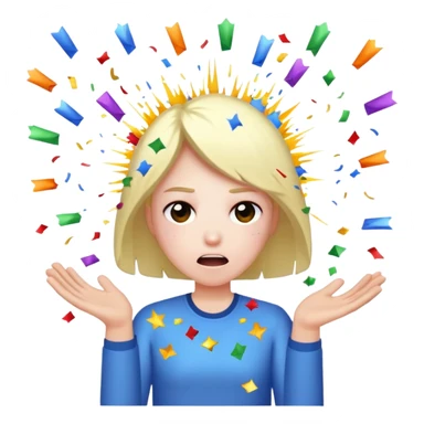 Expresión de molestia con rayos que explotan y llena de confeti  sticker