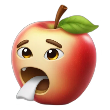 apple coughing emoji with fist over mouth sticker