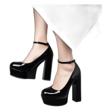 One view back Black Patent Leather Daffodile Platform Heels sticker
