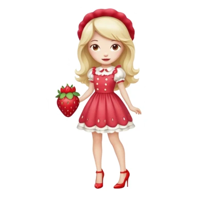 pretty and cute realistic modern day strawberry shortcake full body with high heels emoji sticker