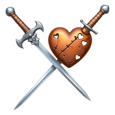 Dik şekilde kalbin içinden geçen Kılıç sticker