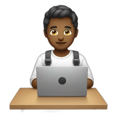 lovely developer emoji working on laptop black emoji sticker