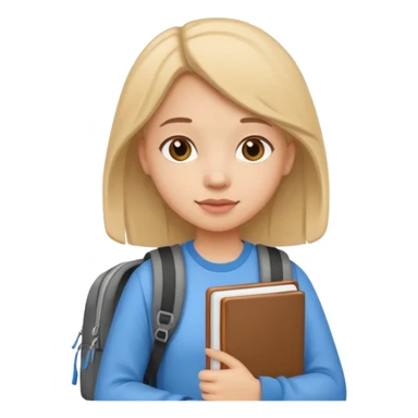 student girl with backpack and copybook sticker