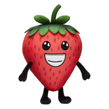 Strawberry plush with black legs and a smile like jellycat plushies sticker