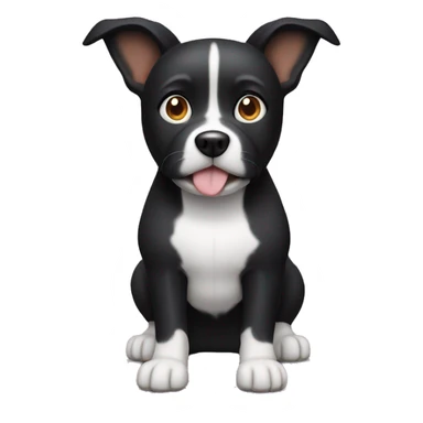 Black dog pointy ears and white stomach sticker