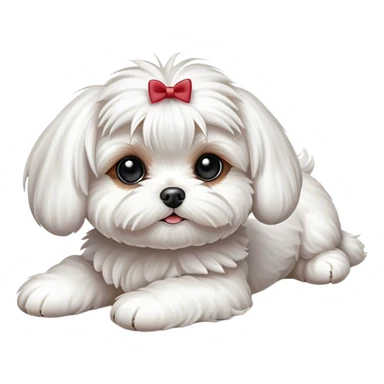 Realistic toy Maltese laying down sticker