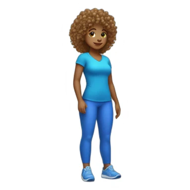 A curly kid, wearing blue clothes and using her insulin pump while playing in a park. sticker