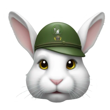 white Rabbit with green military helmet sticker