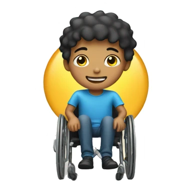 smiling boy sitting alone with a wheelchair  sticker