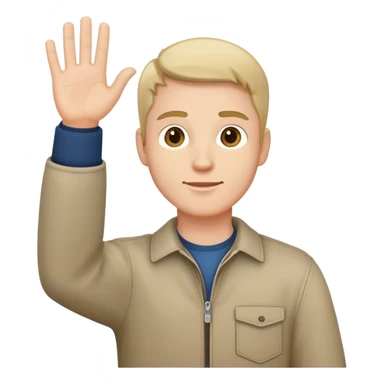 man  in casual clothes, one hand raised sticker