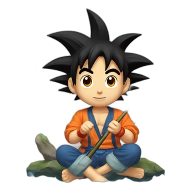 Little goku fishing with his tail  sticker