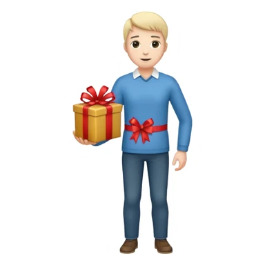 full-body man with a gift in his hands sticker