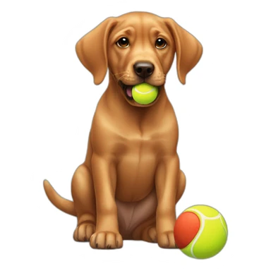Puppy Red labrador holding a tennis ball on his mouth sticker