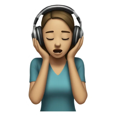 girl suffering because she is listening to loud music from an amplifier box sticker