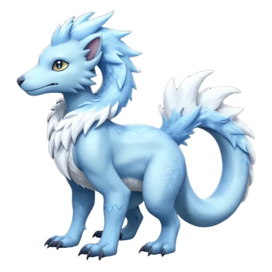 Icy scarf-covered glacial glistening glossy smooth soft flaky scaly furry hyper-realistic boreal Lunaray-Manectric-Absol-Luxray-Sergal-Fakémon-fusion-animal-creature, full body  sticker