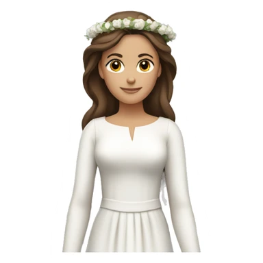 brown haired women with white gown and spur wreath white candles on top sticker