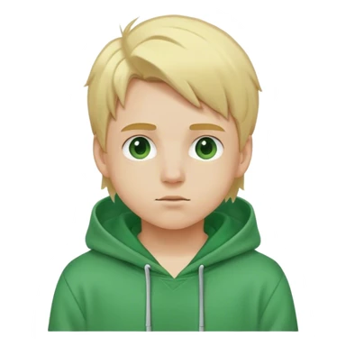 Cool kid with blonde hair and a green hoodie sticker
