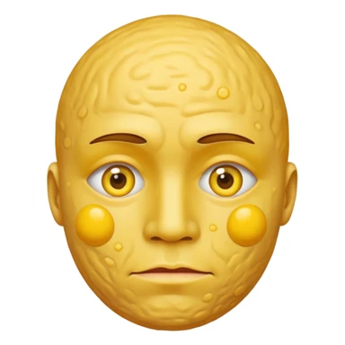 A circular yellow face with many close together face herpes sores sticker