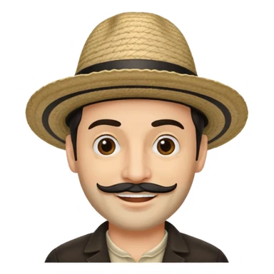 A happy fair skinned Colombian man with some facial hair wearing a black and beige stripped Colombian hat  sticker