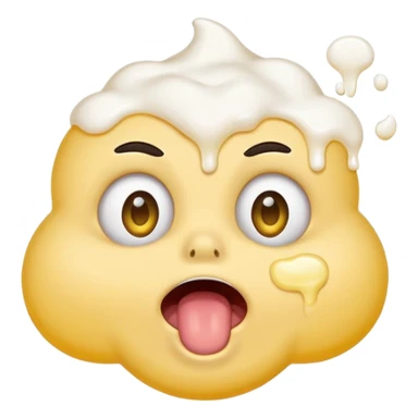 yellow circle with eyes up and mouth open, puking white foam sticker