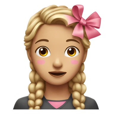 girl with pink bow and eyes closed sticker