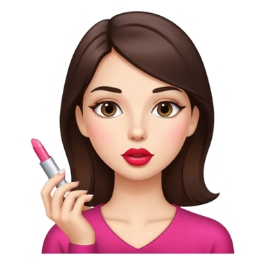 brunette girl putting lipgloss on her lips sticker