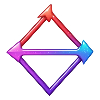 color gradient between red and purple glitter arrow sticker