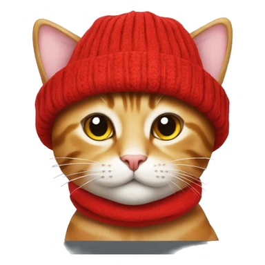 A cat wearing a talk hat and a red scarf sticker