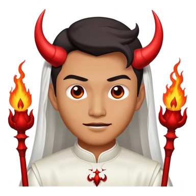 an asian male bride with the face of devil in wedding dress sticker