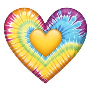 yellow heart with a tie-dye pattern sticker