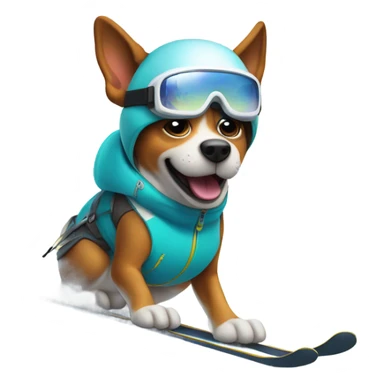 Skiing dog sticker
