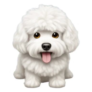 Chubby white Maltese poodle eating meatballs sticker